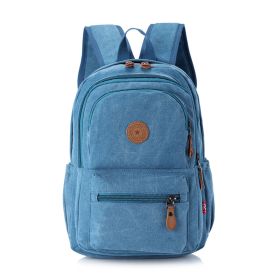 Casual Canvas Backpack Men's Large Capacity Bag (Option: Blue-28cmx39cmx17cm)