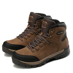 Large Size Winter Men's Shoes High-top Cotton Boots Plus Velvet To Keep Warm (Option: Brown-42)