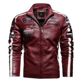 Men's Motorcycle Leather Street Motorcycle Racing Suit (Option: Red-2XL)