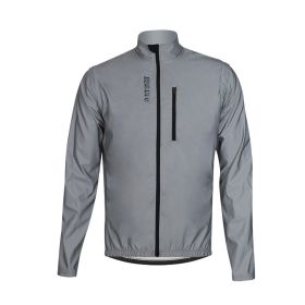 Cycling Reflective Jacket Windbreaker Vest Sleeves Detachable (Option: Silver-2XL)