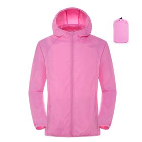 Summer Outdoor Sun Protection Clothing Women'S Lightweight Waterproof Windbreaker (Option: Pink-2XL)