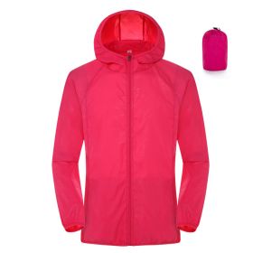 Summer Outdoor Sun Protection Clothing Women'S Lightweight Waterproof Windbreaker (Option: Rose Red-L)