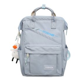 Solid Color Backpack Large Capacity Schoolbag (Option: Blue-Single Bag)