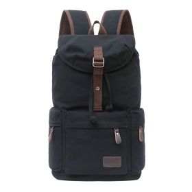 Trend Canvas Retro Large Capacity Outdoor Men's Backpack (Color: Black)