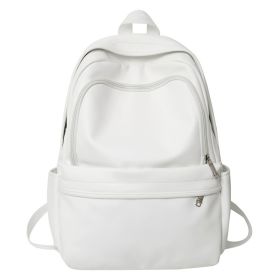 PU Leather Large Capacity College Students' Backpack (Color: White)