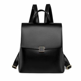 Soft Leather All-match Student Fashion Travel Bag (Option: Black-Average Size)