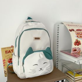 Japanese Cute Cat College Style Large Capacity Schoolbag (Color: White)