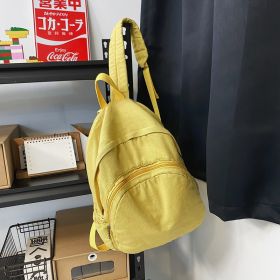 Women's Washed Canvas Backpack Simple Leisure Travel Backpack (Color: Yellow)