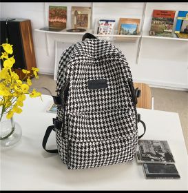 Original Knitted Houndstooth Simple Versatile Large Capacity Backpack (Color: Black)