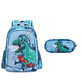 Children's Burden Reduction Spine Protection Dinosaur Backpack (Option: Single Package And Pencil Case)