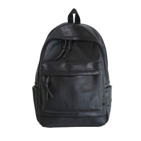 PU Leather Backpack Men's Fashion Backpack (Color: Black)