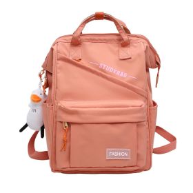 Solid Color Backpack Large Capacity Schoolbag (Option: Bright Pink-Single Bag)