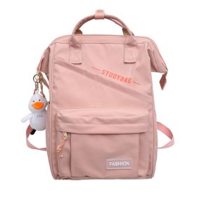 Solid Color Backpack Large Capacity Schoolbag (Option: Pink-Single Bag)