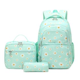 Women's Printed Backpack Waterproof Geometric Pattern (Option: Small Chrysanthemum Green-19 Inch)