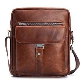 Men's Leather One-shoulder Briefcase (Color: Brown)