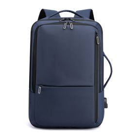 Men's Fashion Solid Color Business Lightweight Expansion Computer Backpack (Color: Blue)