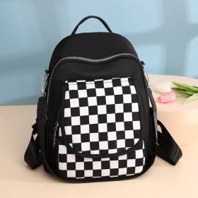 Lightweight Contrast Color Nylon Canvas Backpack (Color: Black)