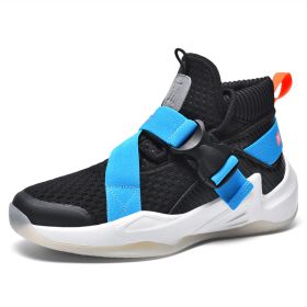 Mesh Breathable And Shock-absorbing Lightweight Soft-soled Shoes (Option: Black and blue-39)