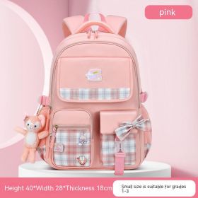 Children's Large Capacity Lightweight Cartoon Cute Backpack (Option: Pink Small)