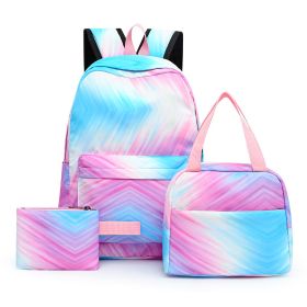 Three-piece Girl Starry Sky Graffiti Printing Primary School Student Schoolbag Lightweight Waterproof Backpack (Option: Colorful Purple)