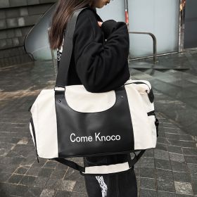 Gym Bag Men's And Women's Fashion Street Fashion Portable Shoulder Bag (Option: White And Black-43 √ó 20 √ó 26)