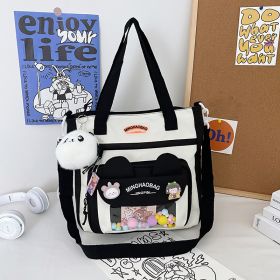 Cute Backpack One Shoulder Large-capacity Backpack (Option: Black Shoulder Bag-Without Pendant)