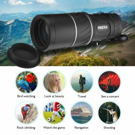 40x60 Day Night Vision HD Optical Monocular Hunting Camping Handheld Telescope Life Waterproof, Anti-Fog Monocular Suitable For Observing Nature Anima (Color: Black)