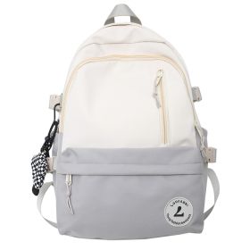 Large Capacity Schoolbag Student Minimalist Versatile Backpack (Option: Gray With Pendant)