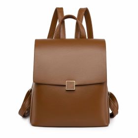 Soft Leather All-match Student Fashion Travel Bag (Option: Brown-Average Size)