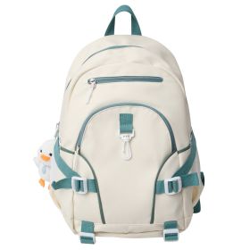 Large Capacity Student Backpack Stylish And Simple (Option: White-Pendant Included)