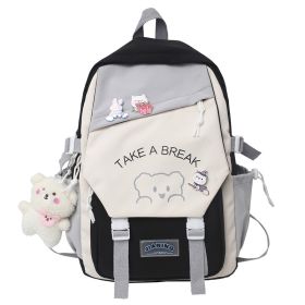 Fashion Large Capacity Student Schoolbag (Option: Black Badge Pendant-30X14X43cm)