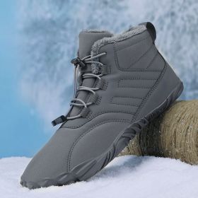 Fleece-lined Warm Five-finger Outdoor Sports Cotton Shoes Boots Wear-resistant Non-slip (Option: Gray-47)